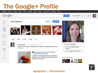 The Google+ Profile




          #googleplus | @ericaswallow
 