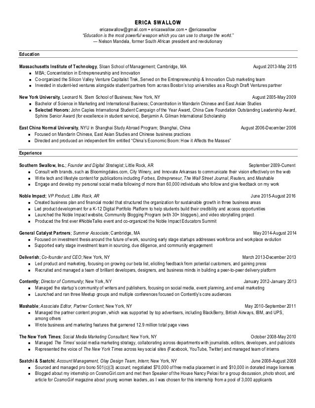 Erica Swallow S Resume