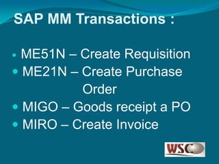 SAP MM training materials Sample slides created