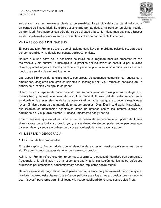 Erick Fromm El Miedo A La Libertad