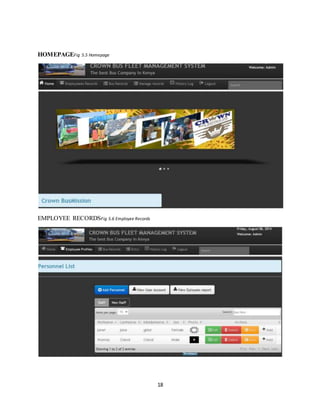 18
HOMEPAGEFig 5.5 Homepage
EMPLOYEE RECORDSFig 5.6 Employee Records
 