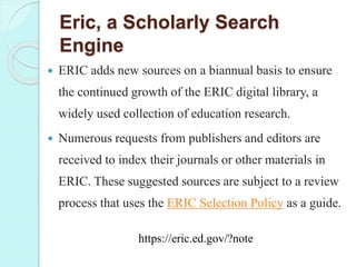 Eric, The scholarly search engine | PPT