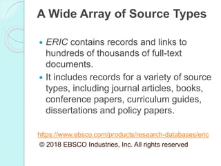 Eric, The scholarly search engine | PPT
