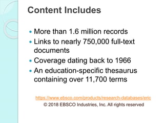 Eric The scholarly search engine PPT