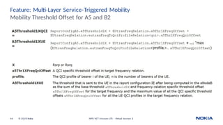 Feature: Multi-Layer Service-Triggered Mobility
Mobility Threshold Offset for A5 and B2
44 © 2018 Nokia NPO VCT Ericsson LTE - Virtual Session 2
 