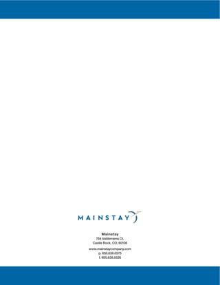 Mainstay
764 Valderrama Ct.
Castle Rock, CO, 80108
www.mainstaycompany.com
p. 650.638.0575
f. 800.638.0526
 