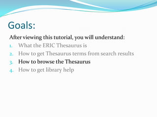 Eric Thesaurus Basics Pptx