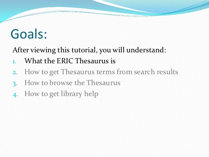 Eric Thesaurus Basics