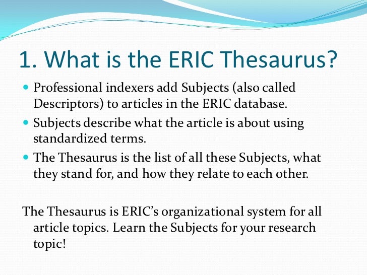 Eric Thesaurus Basics