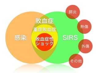 感染 SIRS
膵炎
熱傷
外傷
その他
敗血症
重症敗血症
敗血症性
ショック
 