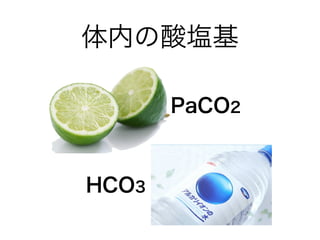 体内の酸塩基
PaCO2
HCO3
 