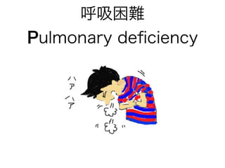 呼吸困難
Pulmonary deﬁciency
 