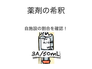 薬剤の希釈
3A/50mL
自施設の割合を確認！
 