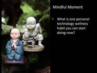 • What is one personal
technology wellness
habit you can start
doing now?
Mindful Moment
 