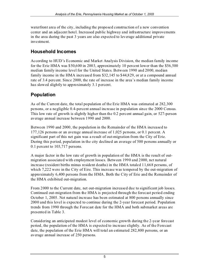 Erie pennsylvania analysis housing