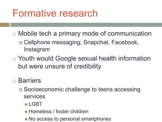 Stress Less About Sex: A Peer-Led SMS Model to Increase Access to ...