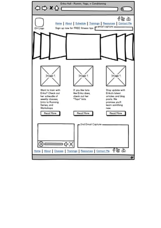Erika Hall - Running, Yoga, + Conditioning Website Wireframe