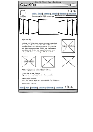 Erika Hall - Running, Yoga, + Conditioning Website Wireframe