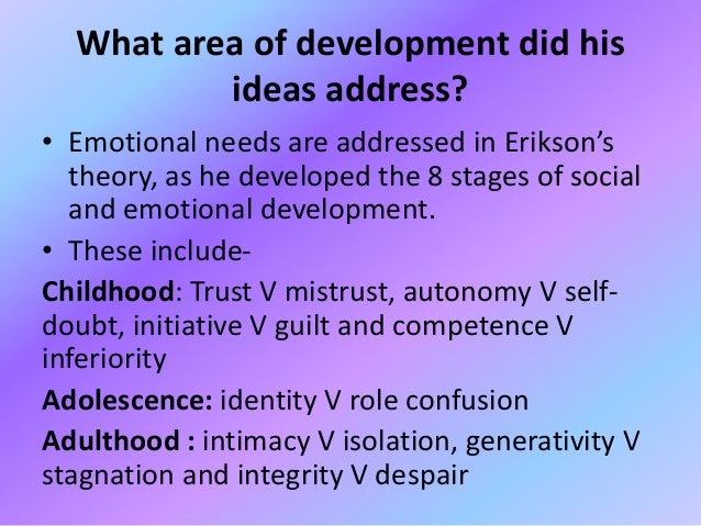 Erik Erikson 8 Stages Of Psychosocial Development Summary Chart