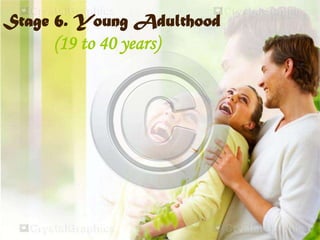Stage 6. Young Adulthood
(19 to 40 years)
 