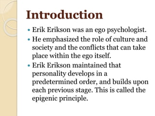 eriksons theory of psychosocial development ppt