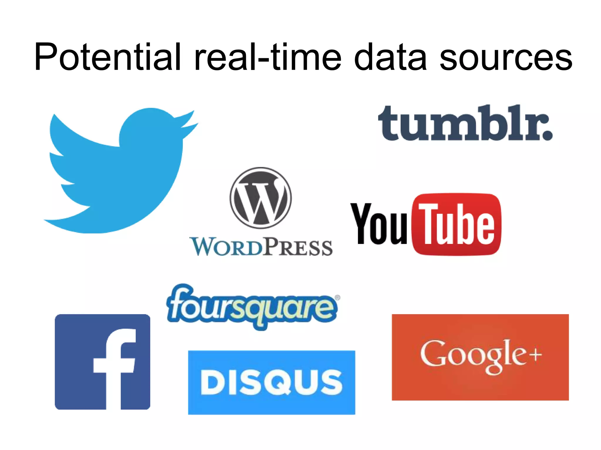 Potential real-time data sources
 