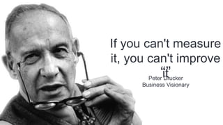 If you can't measure
it, you can't improve
it“”Peter Drucker
Business Visionary
 