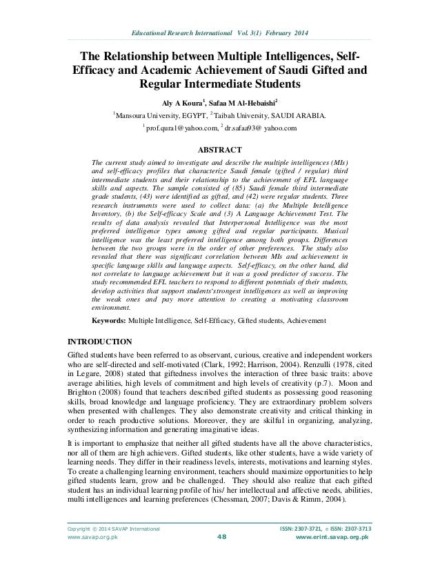 multiple intelligence research paper