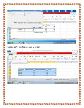 Lección 29: Cortar, copiar y pegar.
 