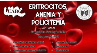 Eritrocitos,
anemia y
policitemia
Capítulo 32
 
