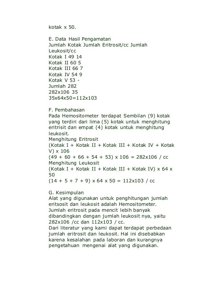 Jelaskan Kegunaan Alat Alat Berikut Hemositometer