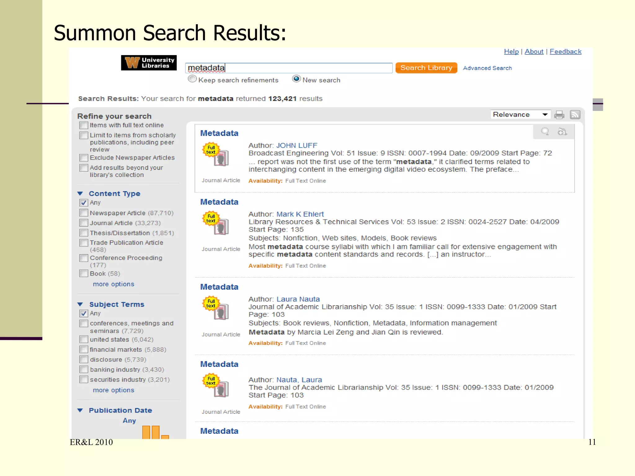 Summon Search Results: 