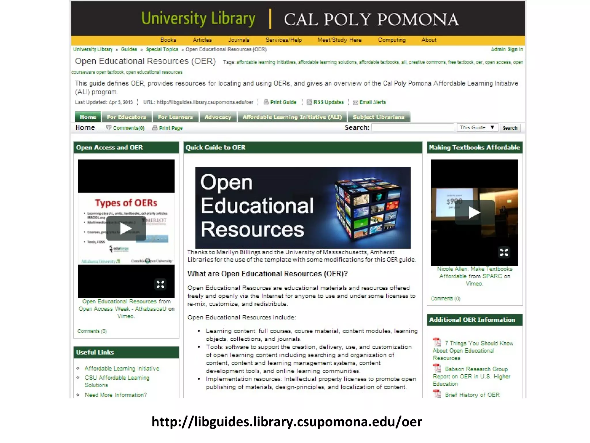 http://libguides.library.csupomona.edu/oer
 