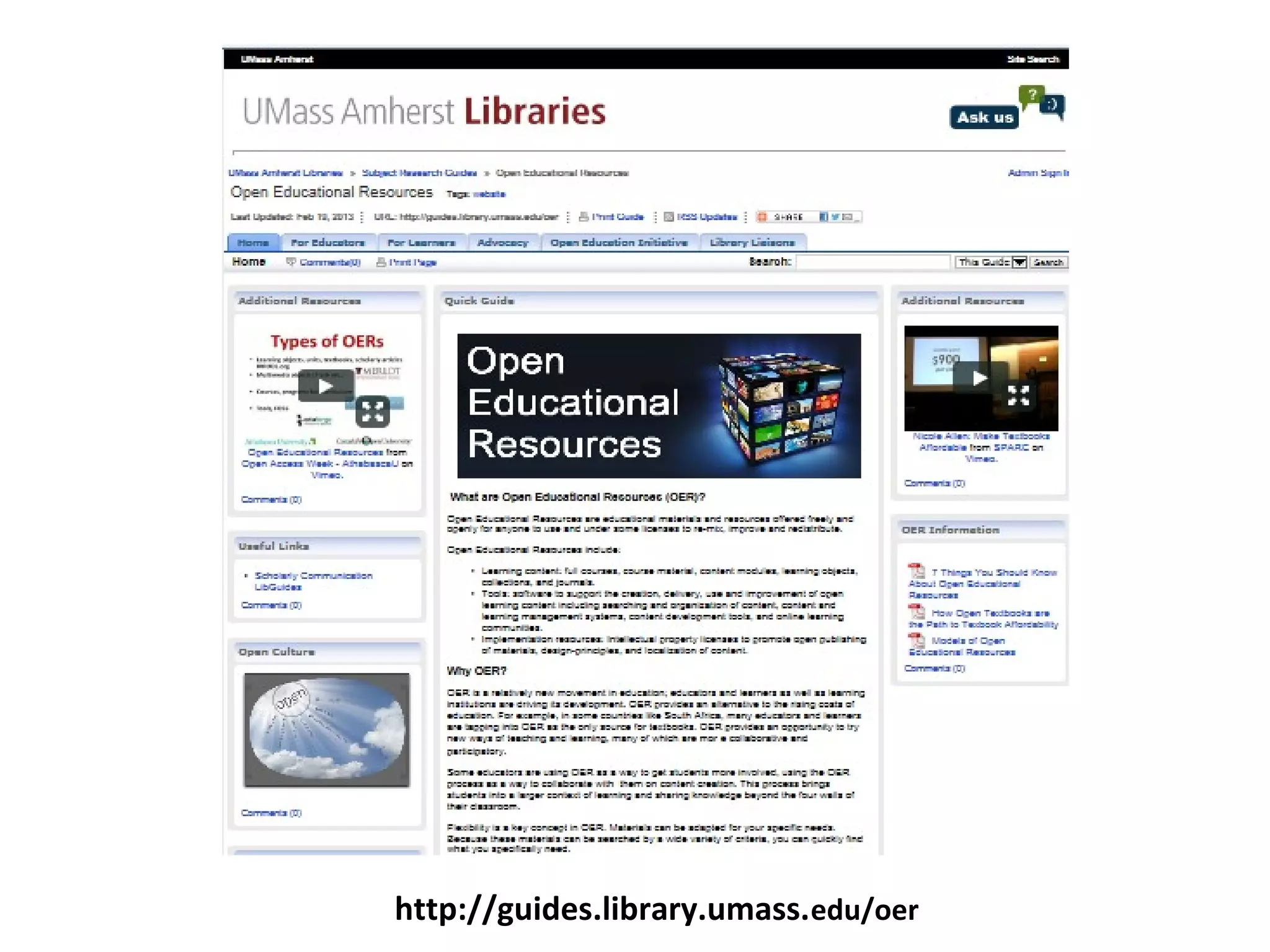 http://guides.library.umass.edu/oer
 