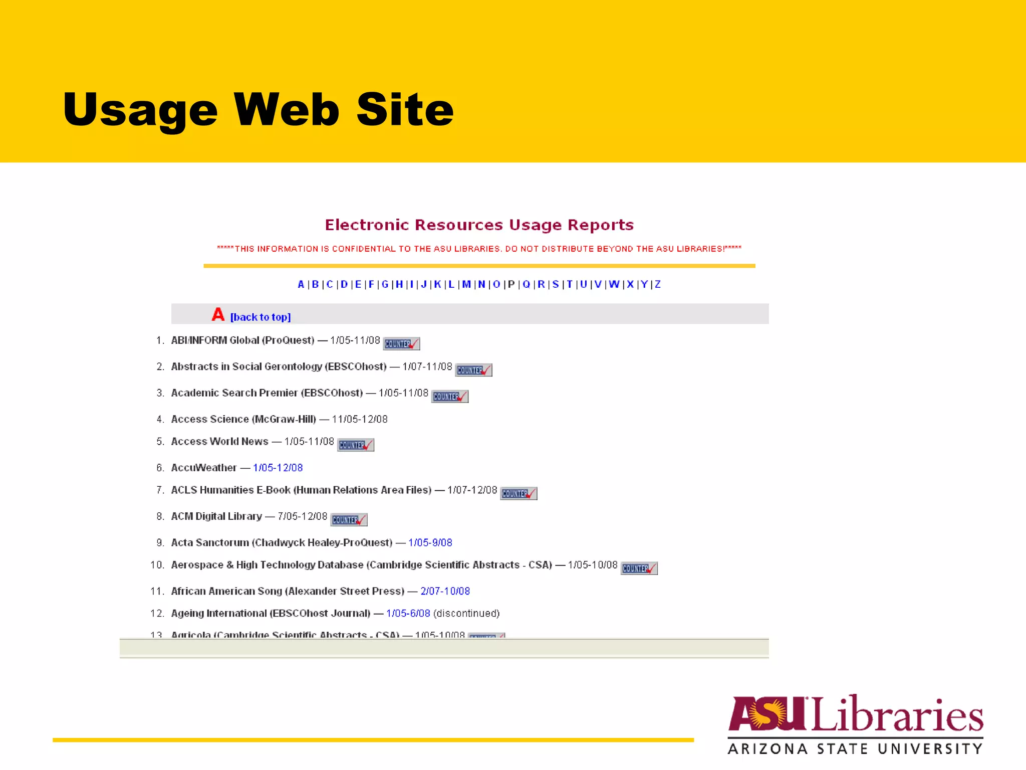Usage Web Site 