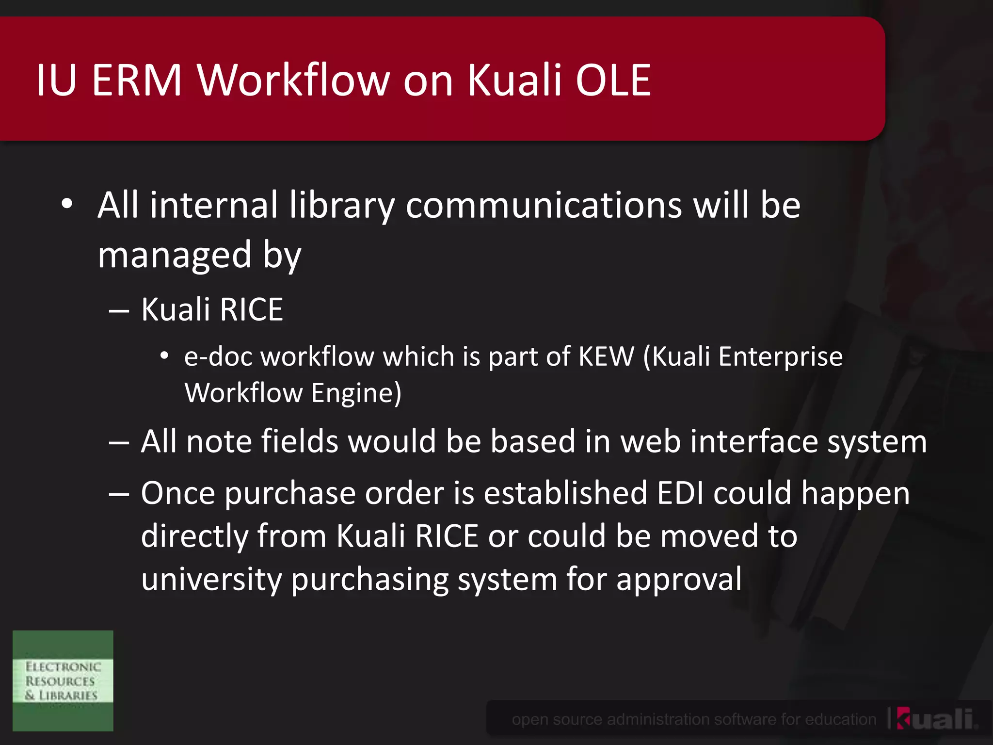 CORALAn Open Source Solution for eResource ManagementBen HeetUniversity of Notre DameER&L 2011Austin, TX