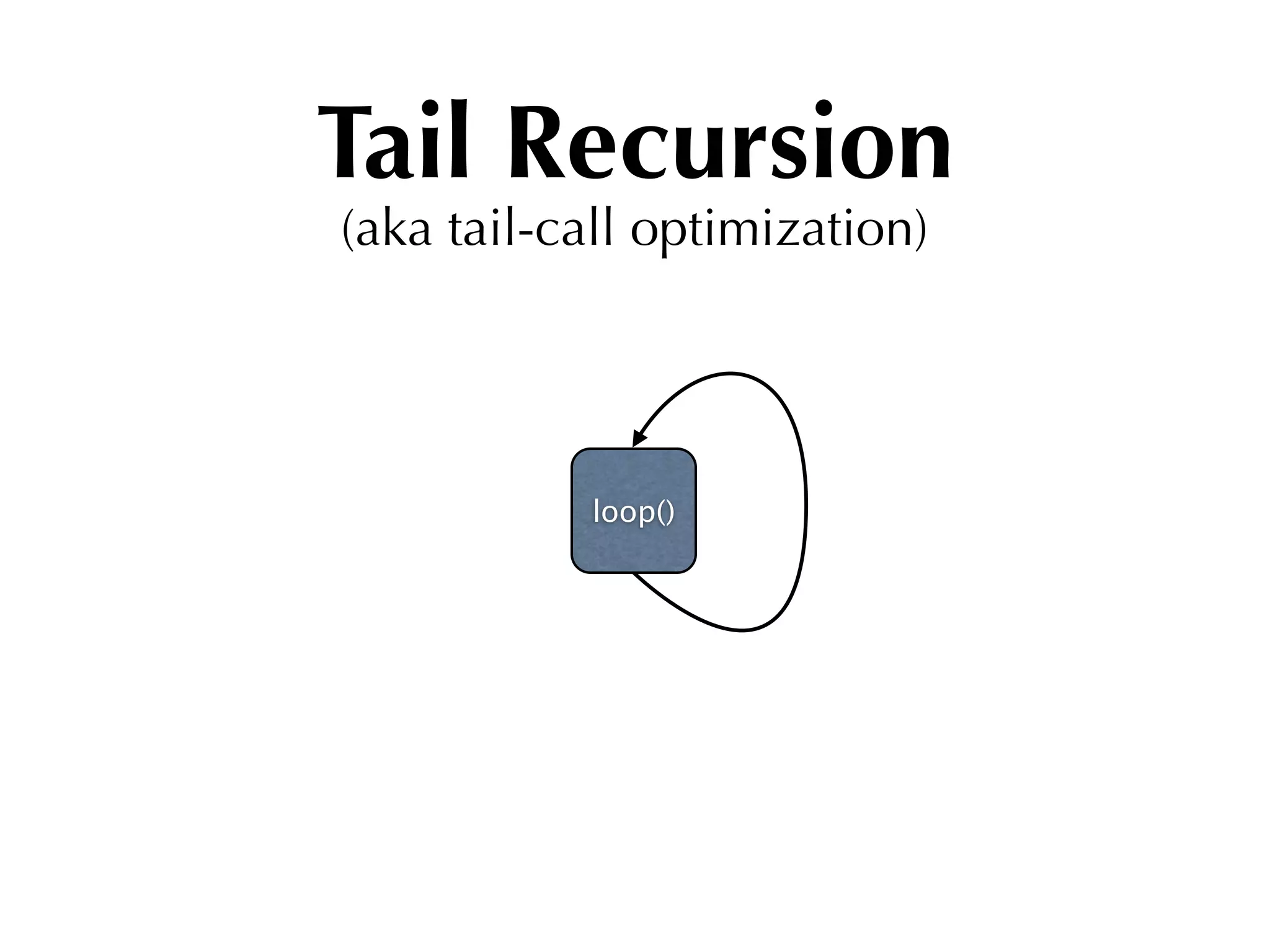 Tail Recursion
(aka tail-call optimization)




           loop()
 