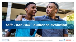 This material is being provided for internal education and background purposes only and is not for promotional use.
Do not copy, distribute or share with physicians, staff, or patients.
17
Talk That Talk™ audience evolution
 