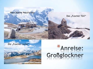 Haus Alpine Naturschau
Das „Fuscher Törl“
Die „Fuscher Lacke“
*