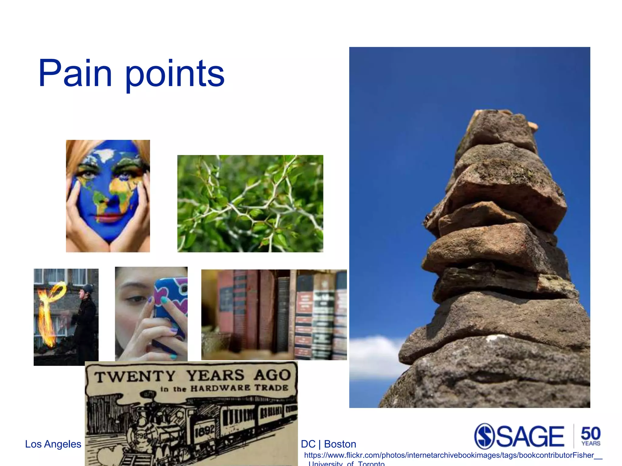 Los Angeles | London | New Delhi | Singapore | Washington DC | Boston
Pain points
https://www.flickr.com/photos/internetarchivebookimages/tags/bookcontributorFisher__
 