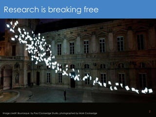 2
Research is breaking free
Image credit: Bourrasque, by Paul Cocksedge Studio, photographed by Mark Cocksedge
 