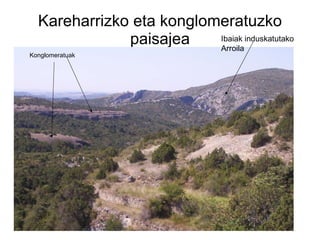 Kareharrizko eta konglomeratuzko paisajea Ibaiak induskatutako Arroila Konglomeratuak 