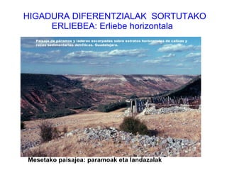   HIGADURA DIFERENTZIALAK  SORTUTAKO ERLIEBEA: Erliebe horizontala   Mesetako paisajea: paramoak eta landazalak 
