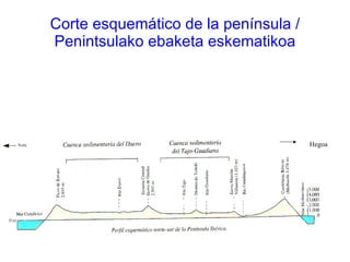 Corte esquemático de la península / Penintsulako ebaketa eskematikoa Hegoa 