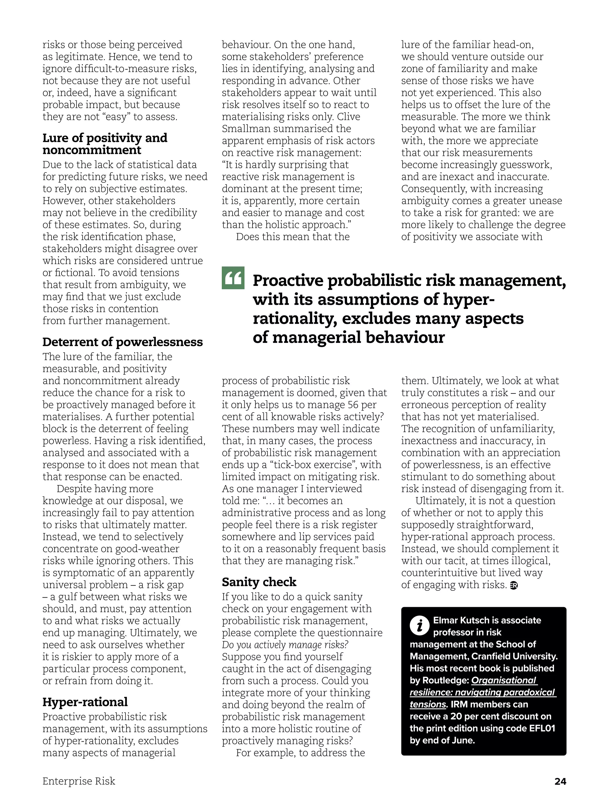 Identifies And Resolves Risks Risk Management for New Era - Risk Magazine Spring 2023 | PDF