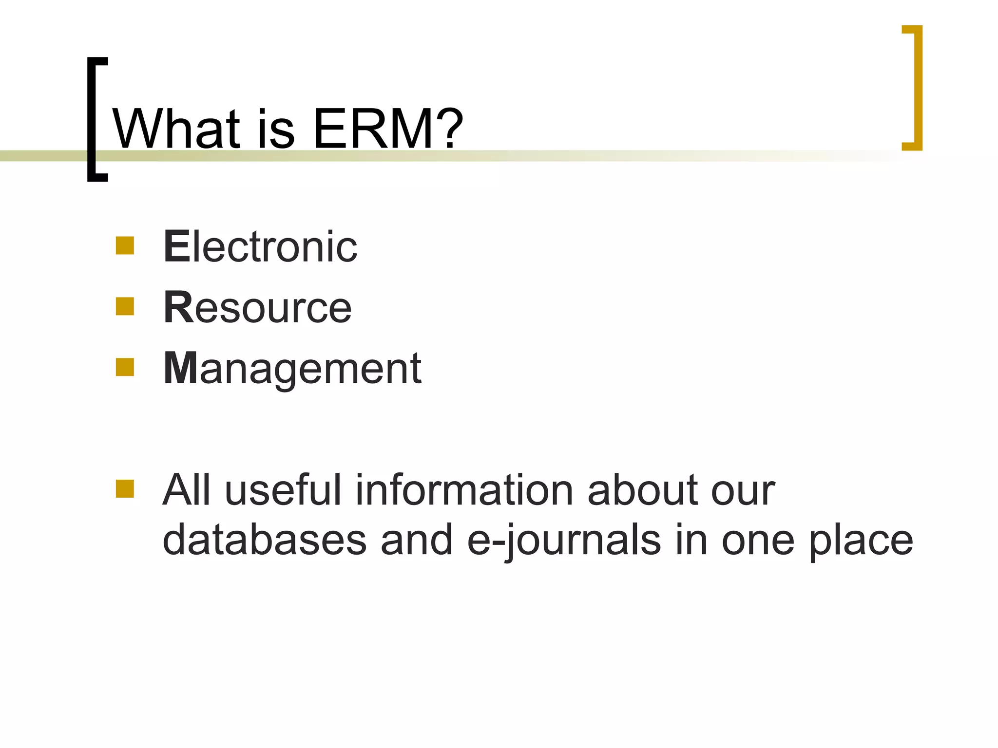 ERM Project – Briefing For Docs Team | PPT