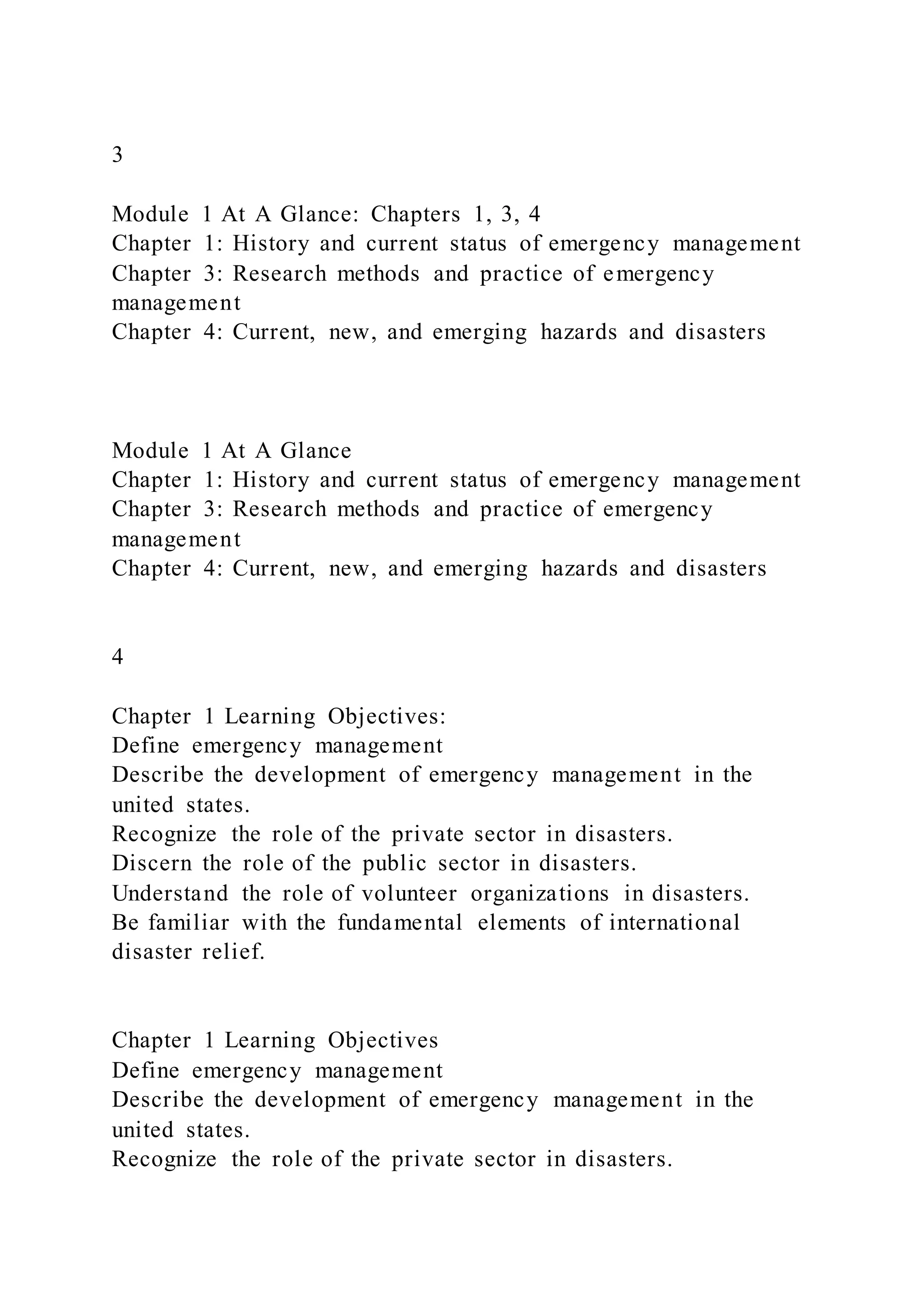 ERM 1200 Introduction to Emergency ManagementModule 1 Chapter | PDF