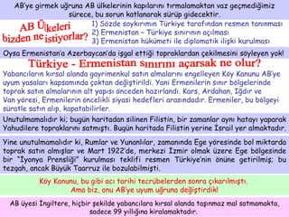 AB üyesi İngiltere, hiçbir şekilde yabancılara kırsal alanda taşınmaz mal satmamakta, sadece 99 yıllığına kiralamaktadır.  AB’ye girmek uğruna AB ülkelerinin kapılarını tırmalamaktan vaz geçmediğimiz sürece, bu sorun katlanarak sürüp gidecektir. AB Ülkeleri bizden ne istiyorlar? 1) Sözde soykırımın Türkiye tarafından resmen tanınması 2) Ermenistan – Türkiye sınırının açılması 3) Ermenistan hükümeti ile diplomatik ilişki kurulması Oysa Ermenistan’a Azerbaycan’da işgal ettiği topraklardan çekilmesini söyleyen yok!  Türkiye - Ermenistan sınırını açarsak ne olur? Yabancıların kırsal alanda gayrimenkul satın almalarını engelleyen Köy Kanunu AB’ye  uyum yasaları kapsamında çoktan değiştirildi. Yani Ermenilerin sınır bölgelerinde  toprak satın almalarının alt yapısı önceden hazırlandı. Kars, Ardahan, Iğdır ve  Van yöresi, Ermenilerin öncelikli siyasi hedefleri arasındadır. Ermeniler, bu bölgeyi süratle satın alıp, kapatabilirler. Unutulmamalıdır ki; bugün haritadan silinen Filistin, bir zamanlar aynı hatayı yaparak Yahudilere topraklarını satmıştı. Bugün haritada Filistin yerine İsrail yer almaktadır. Yine unutulmamalıdır ki, Rumlar ve Yunanlılar, zamanında Ege yöresinde bol miktarda  toprak satın almışlar ve Mart 1922’de, merkezi İzmir olmak üzere Ege bölgesinde bir “İyonya Prensliği” kurulması teklifi resmen Türkiye’nin önüne getirilmiş; bu tezgah, ancak Büyük Taarruz ile bozulabilmişti.  Köy Kanunu, bu gibi acı tarihi tecrübelerden sonra çıkarılmıştı.  Ama biz, onu AB’ye uyum uğruna değiştirdik! 