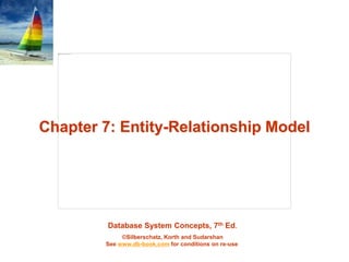 Database System Concepts, 7th Ed.
©Silberschatz, Korth and Sudarshan
See www.db-book.com for conditions on re-use
Chapter 7: Entity-Relationship Model
 