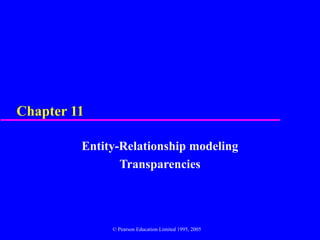 Chapter 11

         Entity-Relationship modeling
                Transparencies




              © Pearson Education Limited 1995, 2005
 